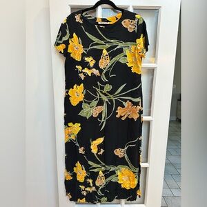 Vintage Peppermint Bay Y2K Midi Maxi Dress Butterfly Floral Resort Beach Size XL